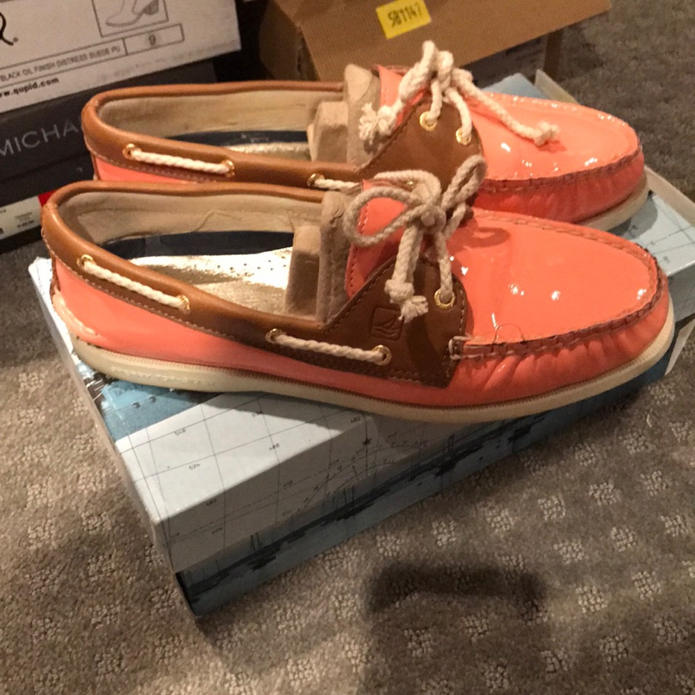 Sperry Top-Sider Coral Patent/Tan Womens Boat Shoe